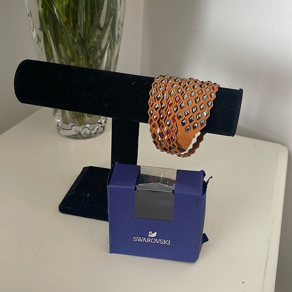 Swarovski Jewelry - Swarovski Camel Leather and Crystal Wrap